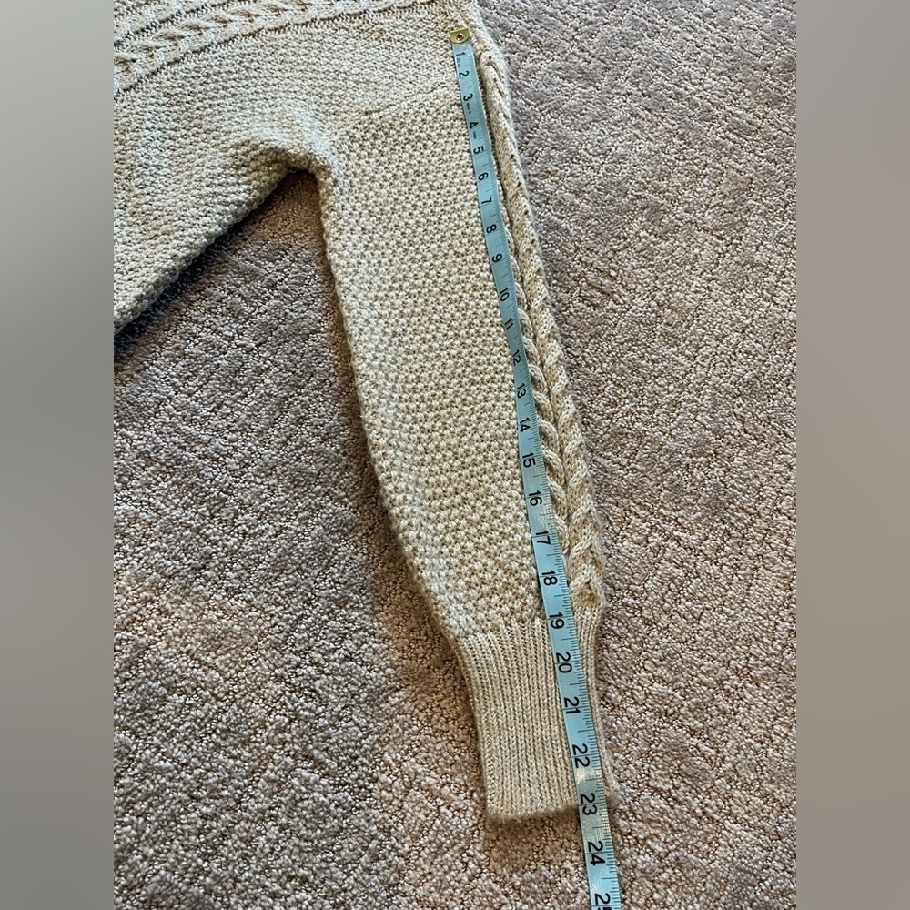 Z Supply Eternal Metallic Light Gray Cable Knit Sweater, Crew Neck, Holiday, XS - Picture 12 of 16